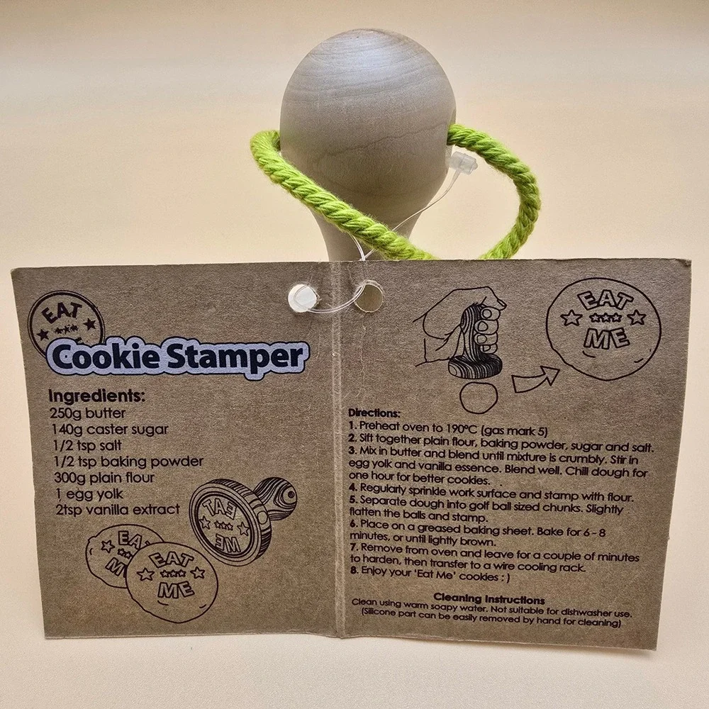 Fun EAT ME Design Suck UK‎ Cookie Stamper Wood Handle Kitchen Baking Tool